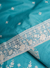 Pure Cotton Cambric Sky Blue Color Unstitched  Suit Set.